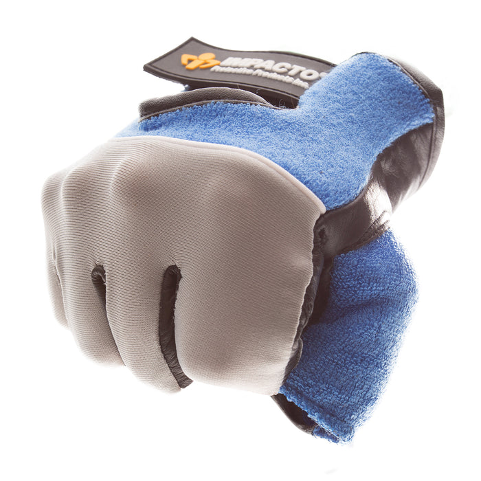400-00 Half Finger Anti-Impact Gloves have contoured GEL padding in the palm and index finger to protect from impact and shock. They are made with a black cowhide leather palm and a grey spandex and terry cloth back to offer stretch and breathability.