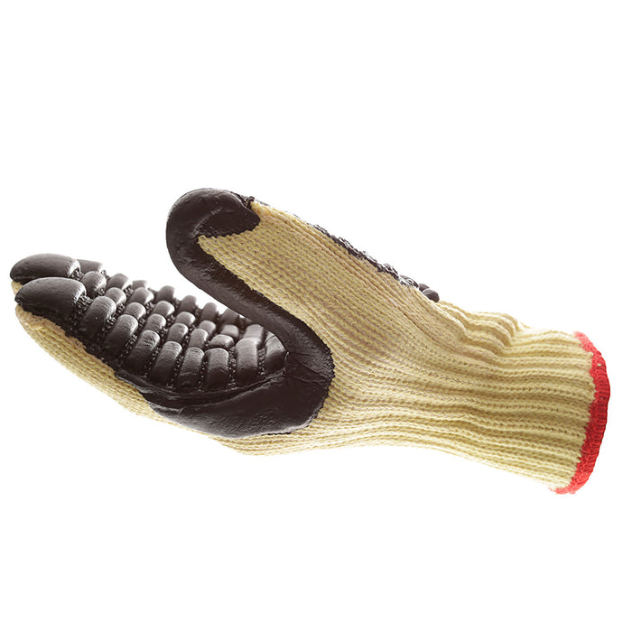 BLACKMAXX BLADE Anti-Vibration/Anti-Slash Gloves are an economical solution to vibration and slash protection. Made with 60% Kevlar and 40% cotton seamless knit materials (7 gauge liner) to incorporate superior slash protection. The palms are coated with "pods" of lightweight cellular Chloroprene. This design ensures extreme comfort.