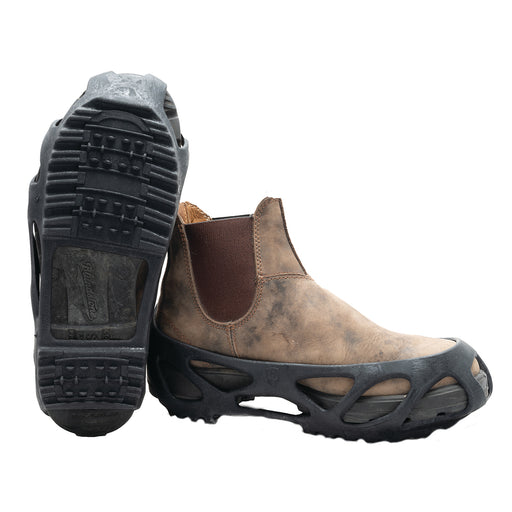 SLKGRIP Anti-Slip Traction Overshoes fit snuggle over most shoes and boots and provide outstanding traction to protect from accidental slips and falls. The deep heel and toe pockets on the SLKGRIP are designed to fit over steel toe footwear