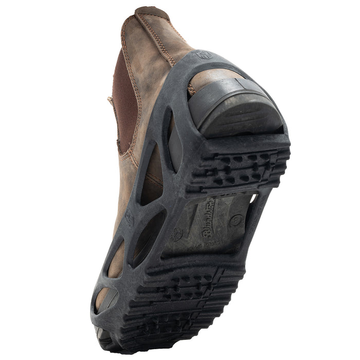 SLKGRIP Anti-Slip Traction Overshoes fit snuggle over most shoes and boots and provide outstanding traction to protect from accidental slips and falls. The deep heel and toe pockets on the SLKGRIP are designed to fit over steel toe footwear